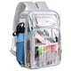 thumbnail image 2 of Mochila Transparente Grande De PVC Resistente Para Estudiantes, Con Correas Reforzadas Y Bolsa Transparente Para Libros, Ideal Para La Escuela, Deportes, Trabajo, Viajes Y Universidad, En Gris, Negro,, 2 of 4