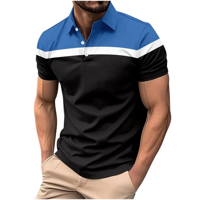 Camisas de Manga Corta de los Hombres Turndown Collar Botón Blusa, Ligero Casual de Manga Corta Blusa