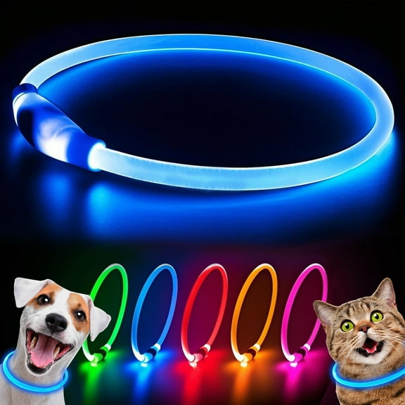 Teddy Run Glow Collar for Dogs, Glow in The Dark Dog Collar with 3 Light Emitting Modes, Light up Dog Collar for Small Medium Large Dogs, Lighted Dog Collars, LED Dog Collar Rechargeable, Blue