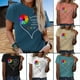 thumbnail image 2 of Women's Love Printed T-shirt All-match Round Neck Short Sleeve Top for Summer, 2 of 4