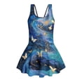 thumbnail image 4 of Tutolipy Butterfly Galaxy Print Sleeveless Bathing Suit, Skirt Wide Straps Girls Swimsuit One Piece for Summer, Size 12-13 Years, 4 of 8