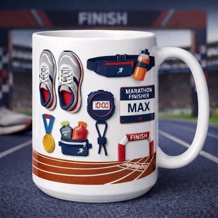 Personalized Marathon Mug Running Coffee Mug Marathon Finisher Gift Custom Name Runner Mug