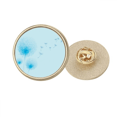 thumbnail image 1 of Blue Flower Dandelion Round Metal Golden Pin Brooch Clip, 1 of 3