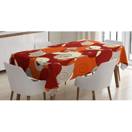 

Abstract Decor Tablecloth Seamless Spiral Circled Modern pattern with Stripe Detail Rectangular Table Cover for Dining Room Kitchen 60 X 90 Inches Orange White Grey and Maroon by Ambesonne