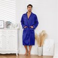 thumbnail image 2 of Vulcanodon Men’s Satin Robe Lightweight,Men's Luxurious Silk Kimono Bathrobe（Royal Blue, XX-Large-3X-Large）, 2 of 5