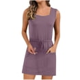 thumbnail image 1 of Birdeem Robes pour Femmes Robe d'Été Confortable Aguichant Mode Couleur Unie avec Poche Sans Manches, 1 of 10