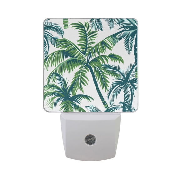 Tropical Palm Tree and Leaves Night Light 2 Pack LED Nightlight Plug into Wall Dusk to Dawn Sensor Soft White