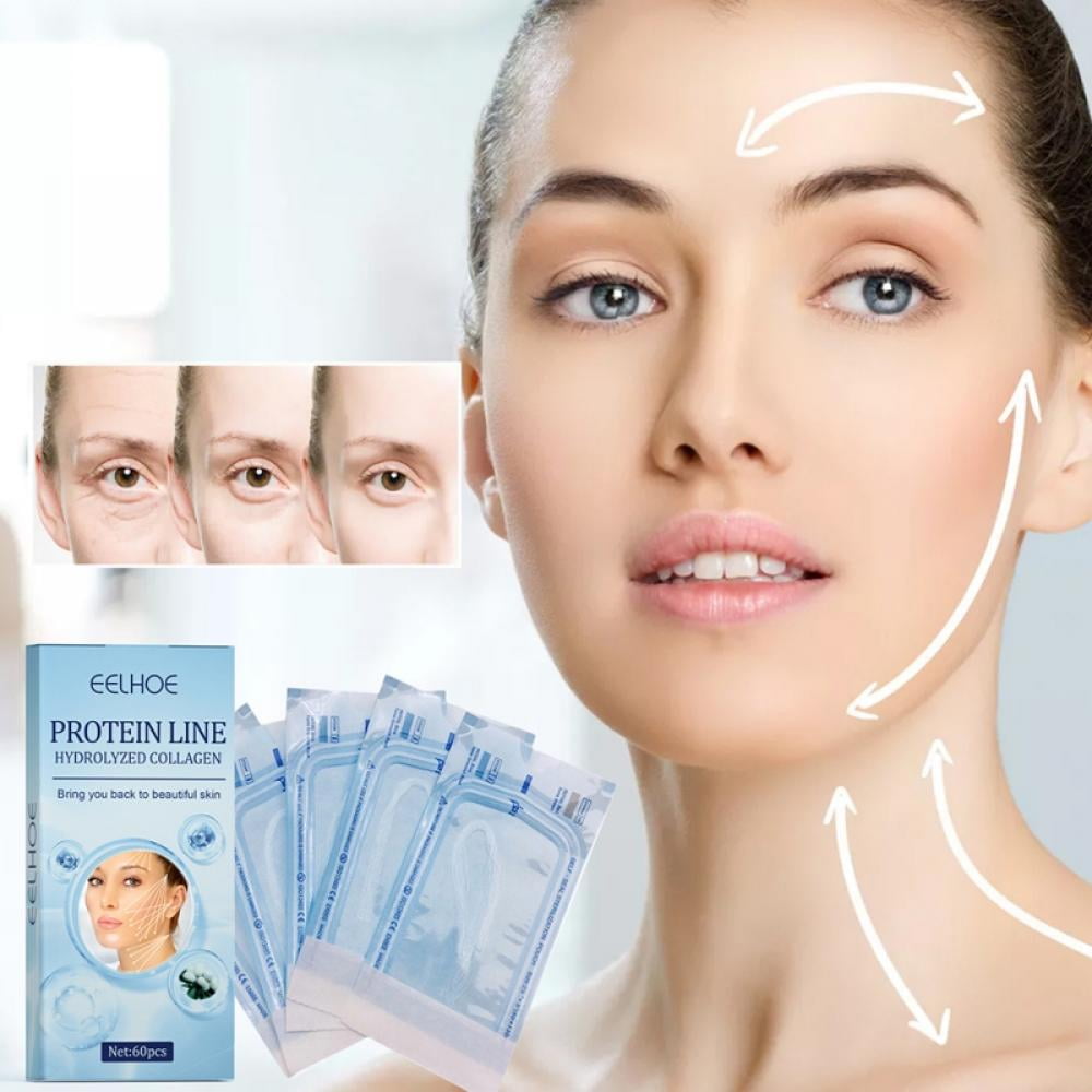 EELHOE Protein Lifting Line 60pcs Radar Thread Needleless Silk Thread Sculpture Essence Collagen Facial Lift Anti-Aging Hyaluronic Acid Firming Skincare