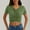 C_ Army Green, variant on Stylish Olyvenn Womens Casual Short Sleeve Crop Tops Slim Ruched V Neck Solid Color Pullover Summer Trendy Going Out Shirt Top Black S