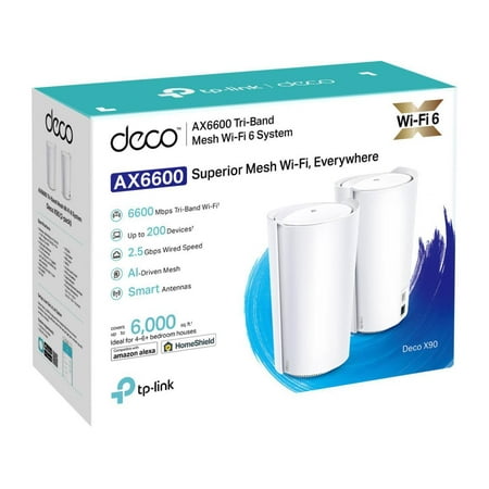 TP-Link - Deco X90 (2-pack) AX6600 Whole Home Mesh Wi-Fi 6 System - White