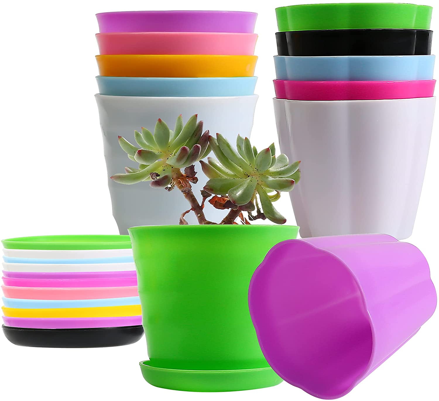 Dream Lifestyle Colorful Petal Plastic Plant Pot,Multiple Model Flower Pot  with Tray Saucer for Decoration of Home,Office,Desk,Garden,Flower  Shop,Gardening Containers 1PC - Walmart.com