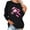 Black, variant on Casual Long Sleeve Round Neck Loose Blouse Soft Comfortable Print Top for Women Daily Wear Party Dance Performance Fashion Outfit Black S