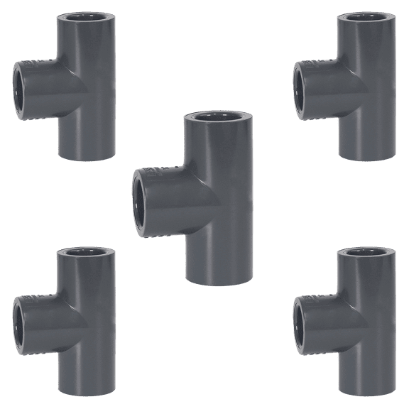 Lesso America 801-012 (5 Pack), Plumbing, PVC Pipe Fitting, Tee , SCH80, 1-1/4"