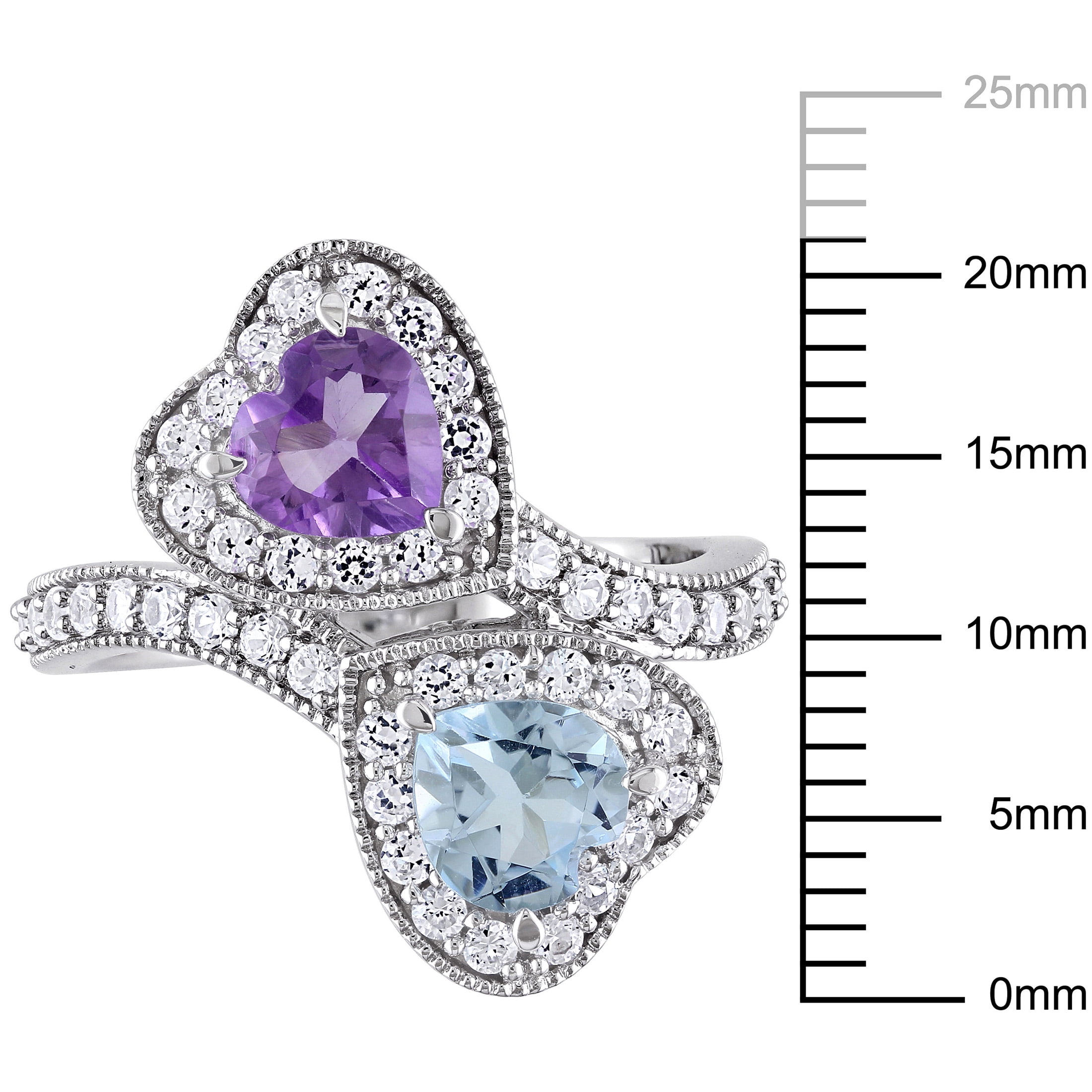 Everly Women's Created Topaz and Created Sapphire Created Amethyst Sterling Silver Ring