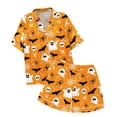 thumbnail image 5 of Miorin Under $14 Women Halloween Print Pajama Set Short Sleeve Button Down 2-Piece Sleepwear Soft Pjs Lounge Sets Casual Matching Set Loungewear, L, 5 of 5