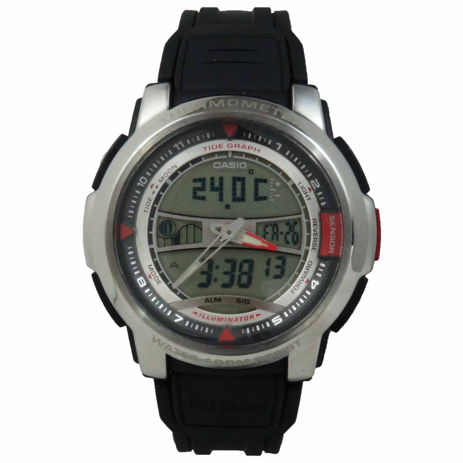 Casio AQF100WD7B Men's Forester Analog/Digital Thermometer & Tide