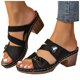 thumbnail image 3 of Bmisegm Ladies Casual Solid Colour Love Car Line Heel High Heel Big Size Sandal Slippers Womens Sandals Summer Black 7.5, 3 of 9