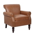 thumbnail image 7 of UIXE Accent Chairs Faux Leather Arm Chair Brown Chairs for Living Room Lounge Reading Seat Bedroom, 7 of 7