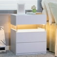 thumbnail image 2 of DUOSONG Led Nightstands 3 Drawer Dresser For Bedroom End Table With Acrylic Board Led Bedside Tables For Bedroom Living Room Bedside Furniture (White) White Engineered Wood Bedroom Nightstands, 2 of 9