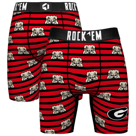 Men's Rock Em Socks Red Georgia Bulldogs Mascot Stripes Boxer Briefs