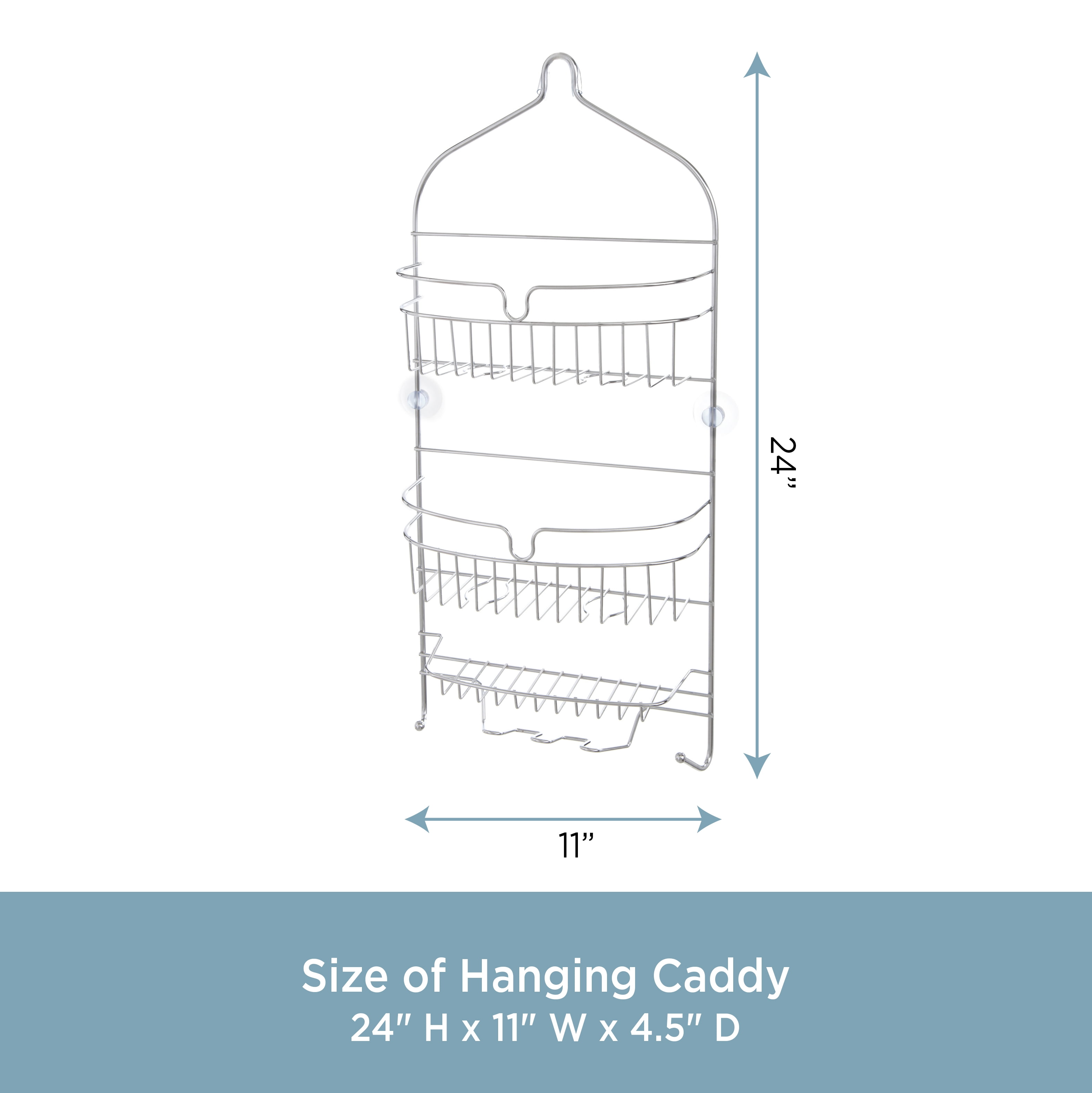 Kenney Gray Large 3-Shelf Rust-Proof Hanging Shower Caddy