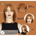 thumbnail image 4 of Creamily 12" Short Blonde Bob Wigs for Women Straight Short Wigs with Bangs Synthetic Strawberry Blonde Bob Wigs Glueless Wigs (Strawberry Blonde ), 4 of 7