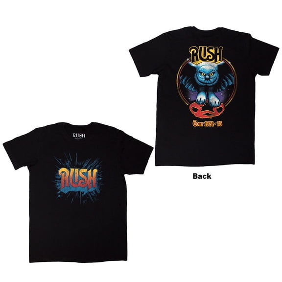Rush Unisex T-Shirt Tour '74-'75 (Black) (Back Print)
