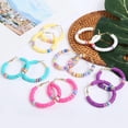 thumbnail image 3 of 6 Pairs Polymer Clay Beaded Hoops Earrings Vinyl Disc Beads Open Circle Earring Studs, 3 of 9