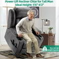 thumbnail image 3 of VIVIJASON Tall Man Large Dual Motor Power Lift Recliner Chair with Extended Footrest, Oversized Lay Flat Sleeper Electric Recliner W/Heat & Massage, Lumbar Pillow, USB & Type-C Ports, Gray, 3 of 8