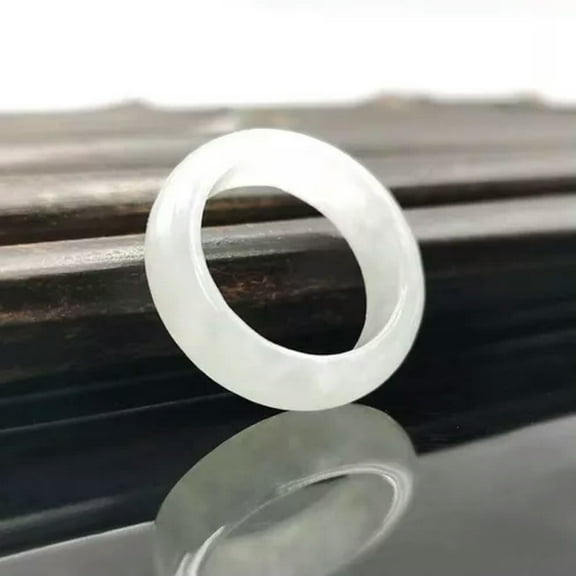 GKNET Mens Womens Natural Genuine Real Green Jade Band Ring Size 5-9