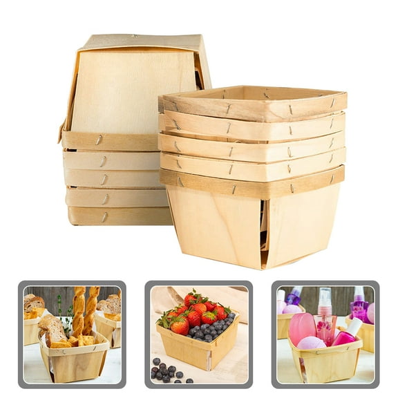 Topbathy 10Pcs Portable Wood Basket for Kitchen Storage and Decorative Use