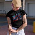 thumbnail image 2 of We the People Like to Party, Groovy Text, 4th of July Quote Merch Gift, Navy Blue T-Shirt, Large, 2 of 5