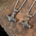 thumbnail image 2 of Men's Viking Thor's Hammer amulet necklace, vintage Nordic Thor's Hammer amulet pendant with a sturdy wheat chain, stainless steel jewelry., 2 of 3