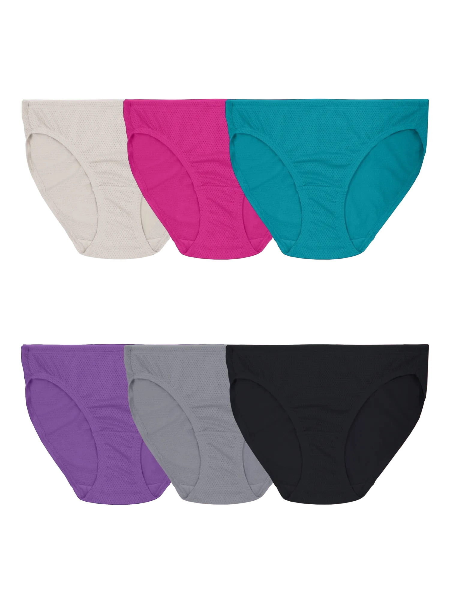 Fruit of the Loom Women's Breathable Micro-Mesh Underwear, Multiple Styles, 6-Pack, Sizes S-3XL