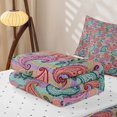 thumbnail image 5 of jejeloiu Cheerful Paisley Zipper Twin Comforter Sets with Fitted Sheet and 2 Pillowcases,Bright Motif Zipper Bedding Set For Adults,Pastel Multicolor,Reversible,4-Piece, 5 of 7