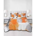 thumbnail image 3 of Quilts Full Size, Burnt Orange Grey Oil Painting Soft Comforter Bedding Set for Bed, Abstract Modern Geometric Lightweight Quilted Bedspread with Pillow Cover(2 Pieces) for All Season, 78x90 Inch, 3 of 6