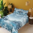 thumbnail image 2 of Ambesonne Lake Fitted & Top Sheet Set with Shams, Mountain Scenery Folk Wreath, Slate Blue Sky Blue, 2 of 5