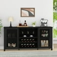 thumbnail image 5 of Black Wine Bar Cabinet, Coffee Bar Cabinet with Storage, Farmhouse Kitchen Buffet Cabinet with Rack for Liquor and Coffee, Industrial Wine Cabinet for Home Living Dining Room, Black Oak, 55 In, 5 of 9