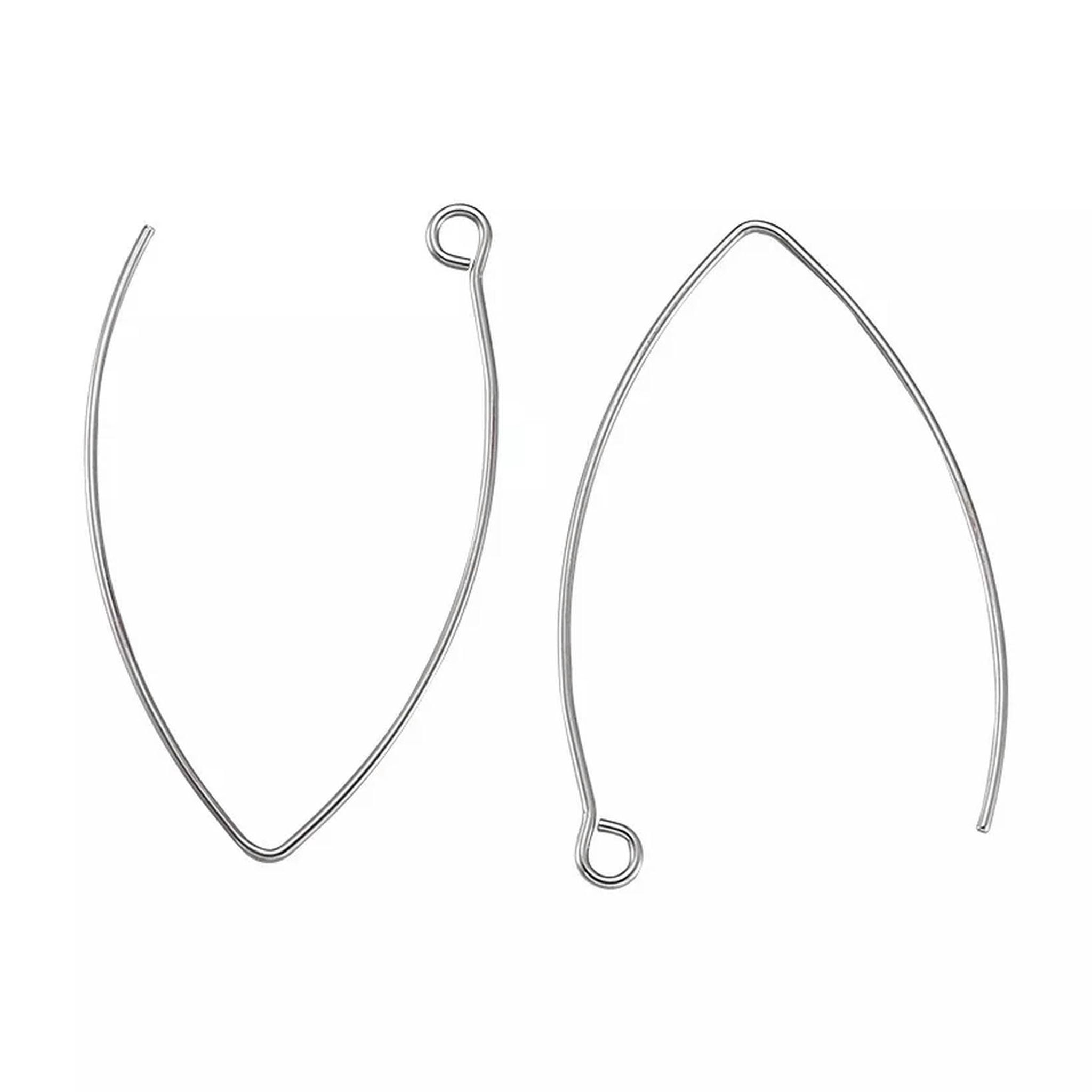 U8MO 200x 304 Stainless Steel Big Earring Hooks Smooth Dangle Earwire Loop Hoops 41mm