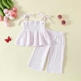 thumbnail image 2 of HCNTES Toddler Baby Girl Smocked Outfit Ruffle Halter Shirt Pants Set Toddler Bell Bottom Outfit Summer Clothes  clothes under $5.00 size 3 girls(2-3 Years,White), 2 of 9
