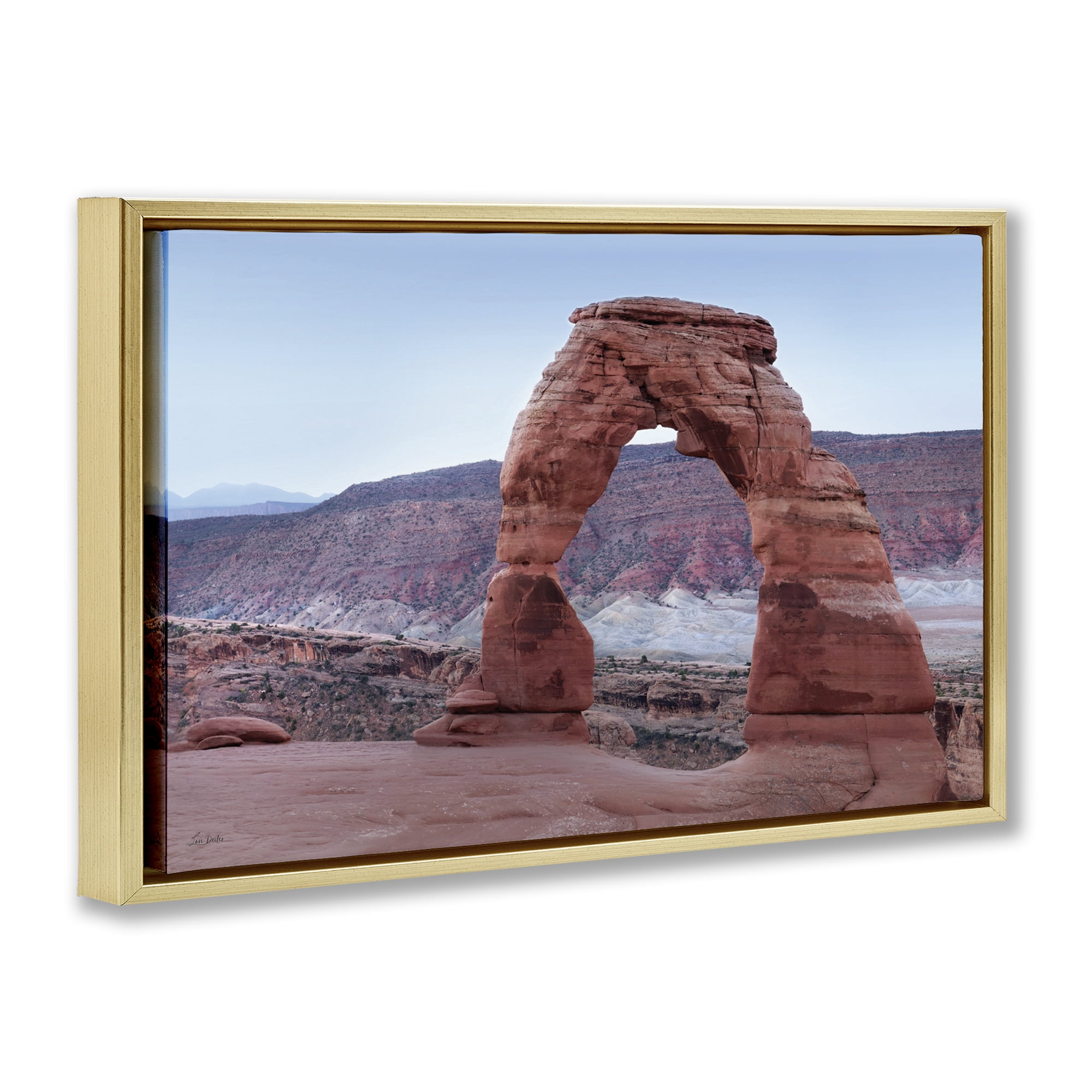 Stupell Industries Time's Sculpture Delicate Arch Gold Framed Floater Canvas Wall Art, design by Lori Deiter