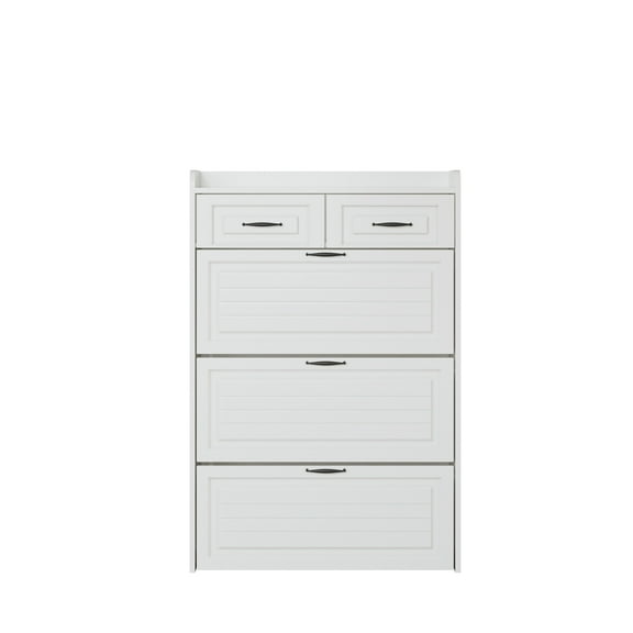 Living Room Cabinets 1250 White color shoe cabinet with 3 doors 2 drawers,large space for storage,Wooden Cabinets