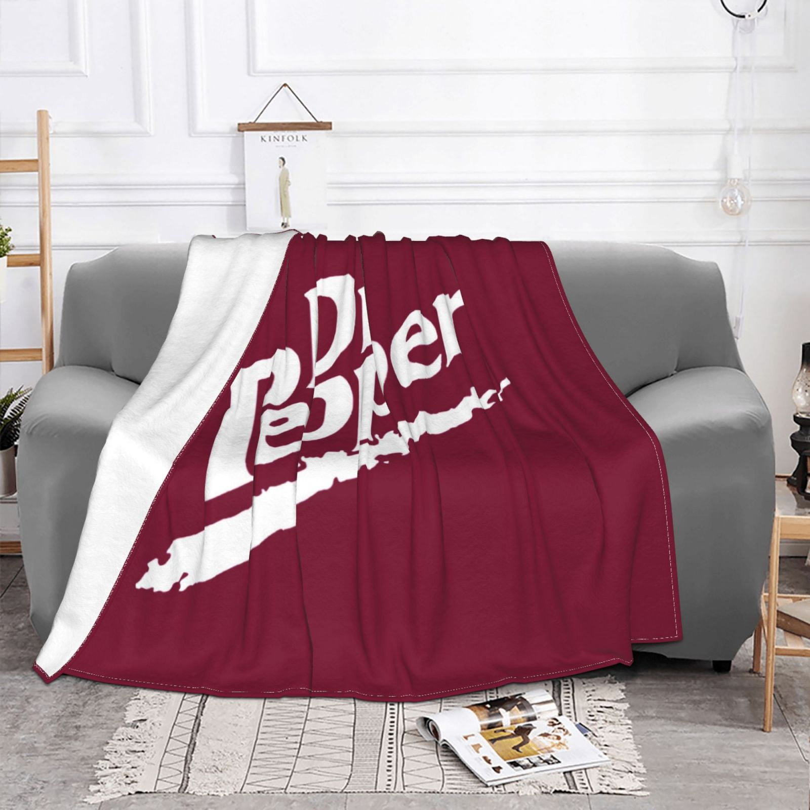 Dr Pepper 90s Maroon Background Flannel Blanket Funny Ultra-Soft Micro Warm Throw Blanket Fleece Blanket Interesting Gift 60"X50"