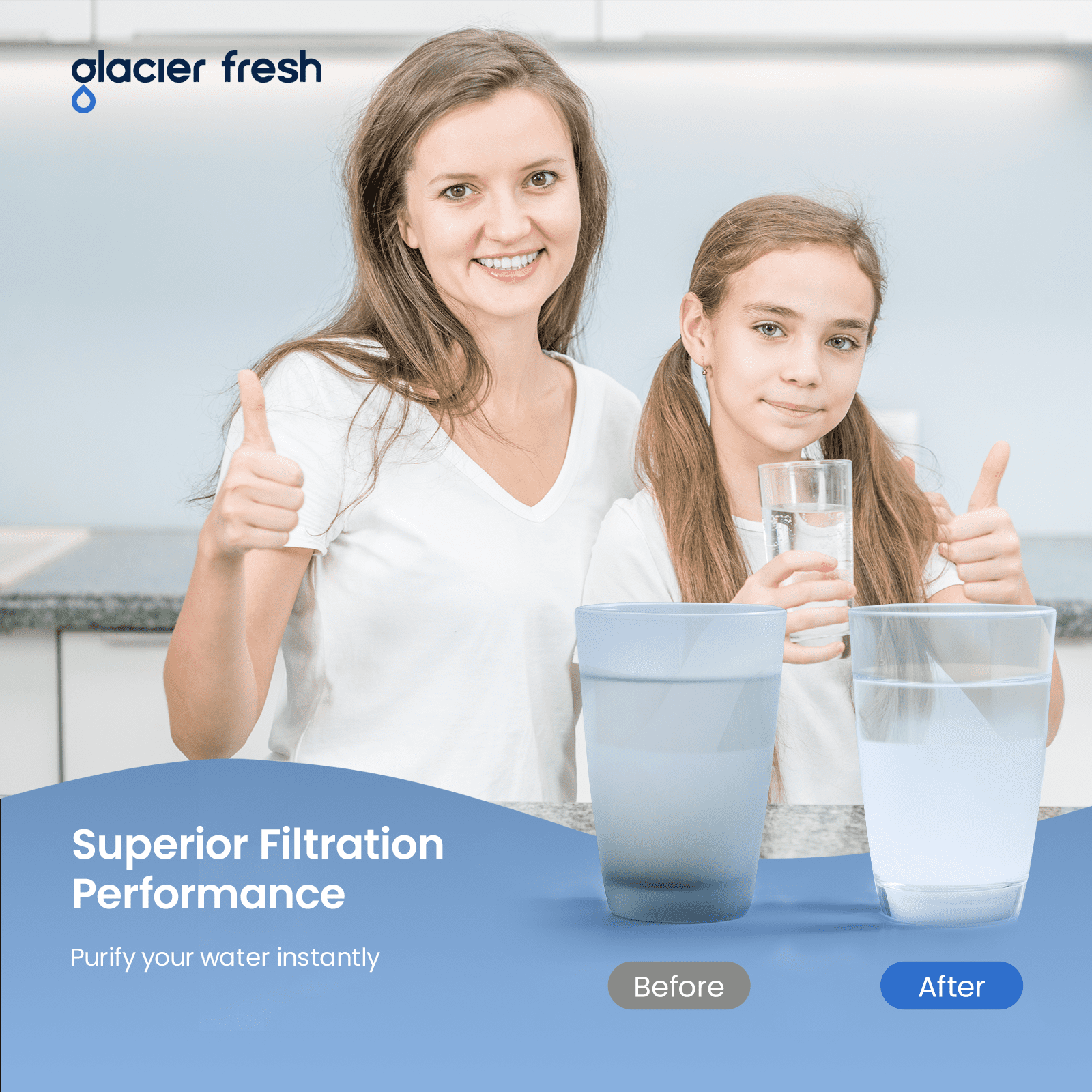 GLACIER FRESH LT1000PC Refrigerator Water Filter, NSF/ANSI 53 & 372 Certified, Compatible with MDJ64844601, ADQ747935, ADQ74793504, LG LT1000P, 4 Pack