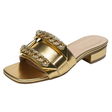 

zuwimk Sandals For Women Dressy Summer Women s Chinese Mesh Slipper Floral Flip Flop Sandals Gold