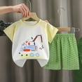 thumbnail image 3 of KPOPLK Toddler Boy's Beach Ready Set Cotton Crewneck Tees and Beachy Shorts clearance clothes under $5.00 for kids(3-4 Years,Light Yellow), 3 of 3