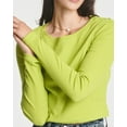 thumbnail image 4 of Real Essentials 4-Pack: Women's Long Sleeve Ribbed Knit Cotton Crew Neck Crop Top Shirt - (Available in Plus), 4 of 6