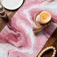 thumbnail image 3 of Pink Marble Table Runner 72 Inches, Summer Ocean Wave Red Ombre Bed Runner Dresser Scarves Tabletop for Indoor Outdoor Parties/Ceremony/Banquet, 18" x 72", 3 of 8