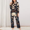 thumbnail image 2 of Sikiie Vintage Leaf Flower Skull Women's Long-Sleeve Shirt and Full-Length Bottom Pajama Set (s-xxl)-XX-Large, 2 of 7