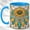 Blue, variant on Sunflower Dream Catcher Coffee Mug, Boho Feather Mug, Ceramic 11 oz